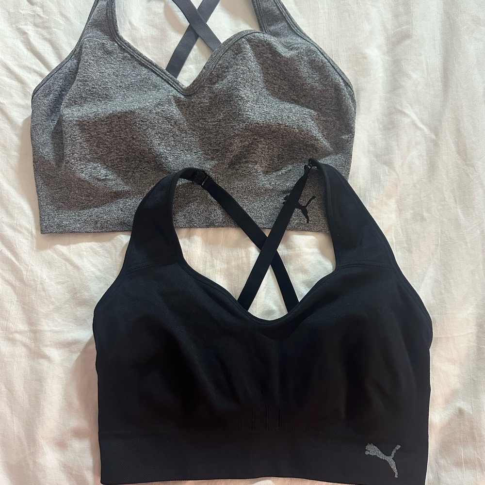 Puma Black and Gray Sports Bra (optional criss cross back)